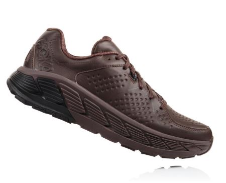 Hoka Gaviota Leather Trail Barbati - Adidasi Alergare Stabili Cafe / Negrii | RO-g0VIdJ6